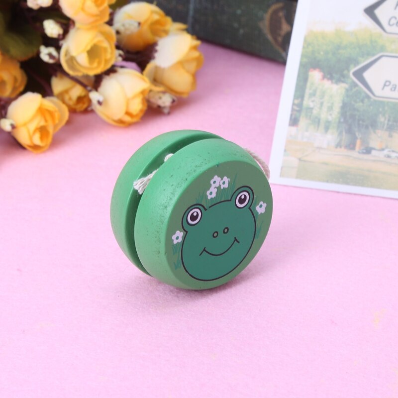 Cute Animal Prints Wooden Yoyo Toys Easy Educational Toys Classic Toy B2QD