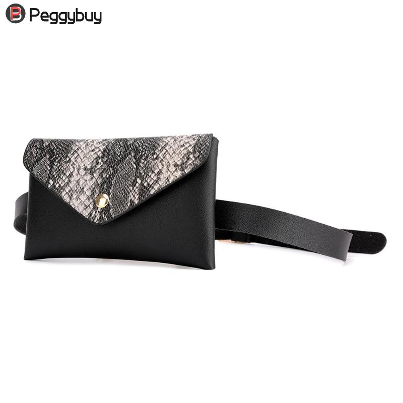 Snake Pattern Shoulder Waist Bags Fanny Belt Packs Phone Pouch Women Flap PU Leather Crossbody Casual Messenger Chest Bags