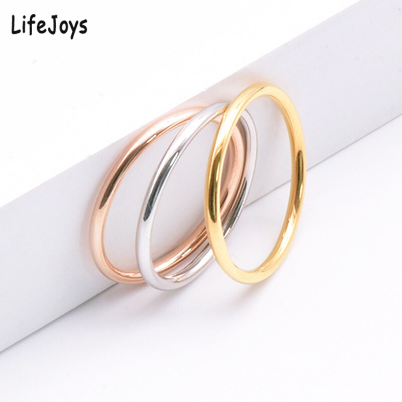 316 Edelstahl Kleine Dünne Ringe Für Frauen Mädchen Rose Gold Silber Farbe Runde Kreis Ring Schmuck 1,5mm Größe 5 6 7 8 9