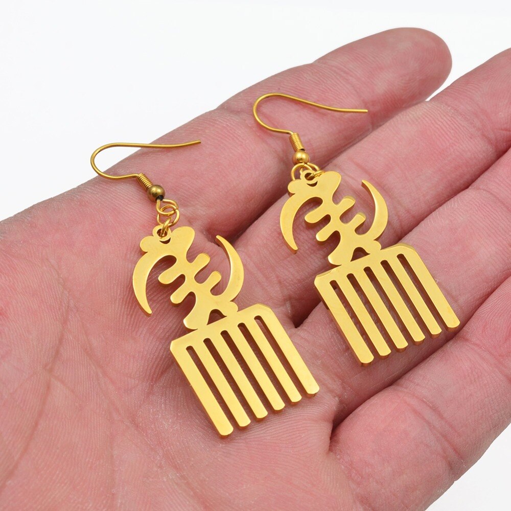 Anniyo African Symbol Earrings Gold Color &amp; Stainless Steel Material Adinkra Gye Nyame Earrings Ethnic Jewelry #074021