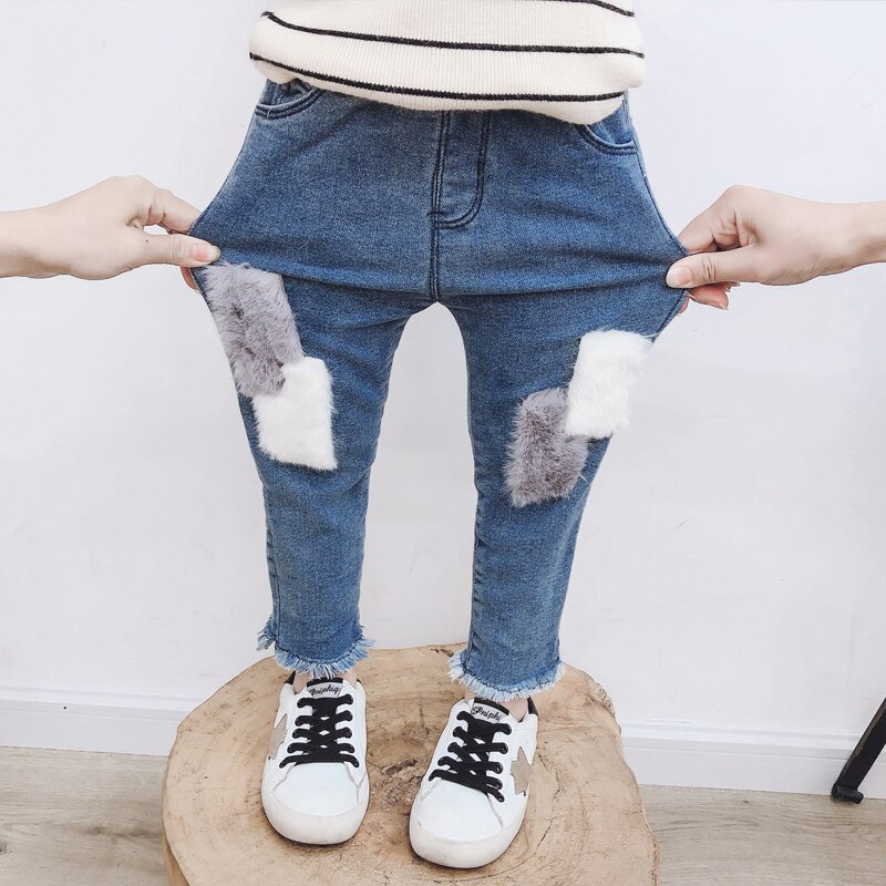 Pantalones vaqueros para niño y niña, pantalón de tela vaquera con retales de piel, ropa para niño de 2, 4, 5 y 6 años, para primavera y otoño