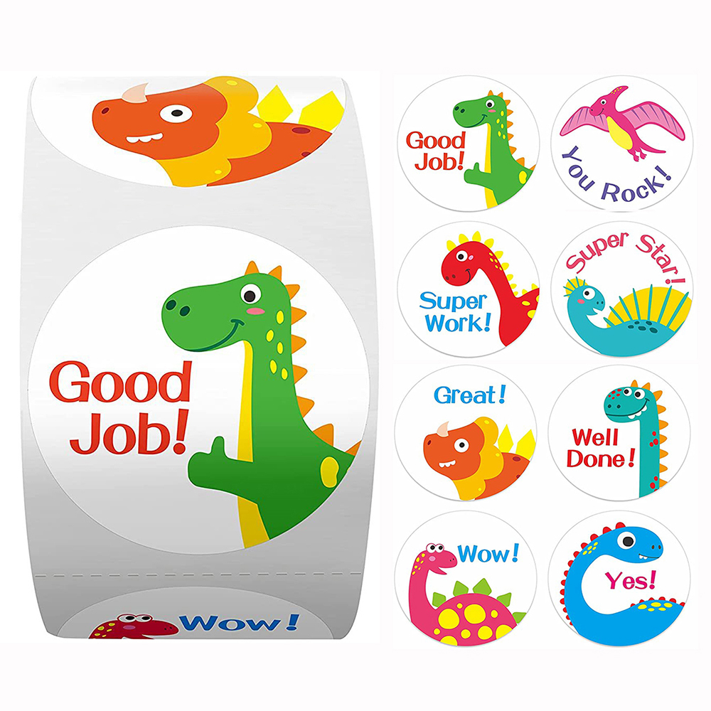 50-500 Stuks Ronde Dinosaurus Dier Kinderen Beloning Sticker Leuke Speelgoed Tags Decoratie Afdichting Label Briefpapier Levert Stickers: Blauw
