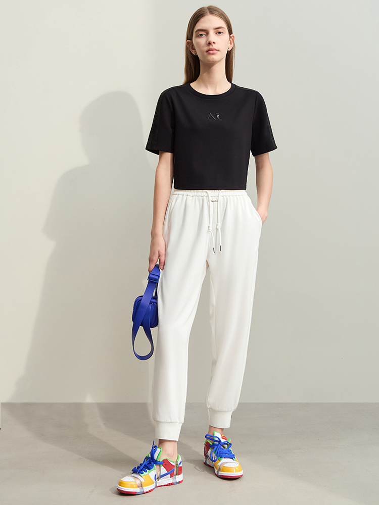 AMII-Pantalones deportivos minimalistas para mujer, ropa de calle informal elástica de retales, holgados, a la , otoño, 2023, novedad de 12343128