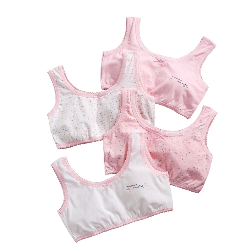 Ropa interior para niñas, lencería para adolescentes y jóvenes, sujetador para estudiantes de doble cubierta, 4 Uds.