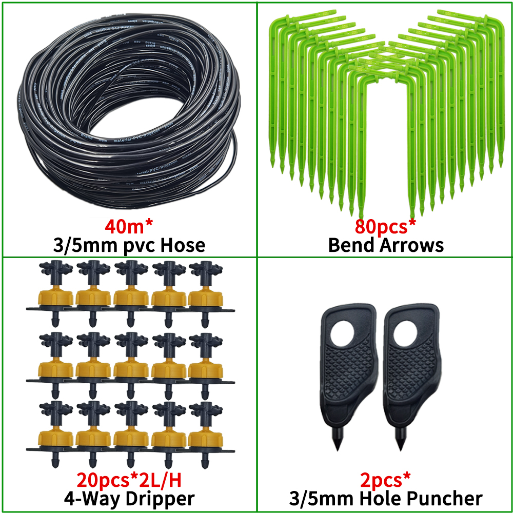 Oasis-sistemas de riego por microgoteo para jardín, kit de goteros de flecha de 3/5mm, para invernadero de bonsái en maceta, 10-100M, 4L, 8l/H: Gris oscuro