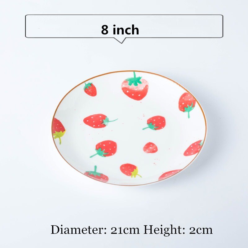 Vaisselle en porcelaine, mignonne bol en céramique, grande cuillère en porcelaine, tasse de café, articles de table mignons motif de fraise rose: D
