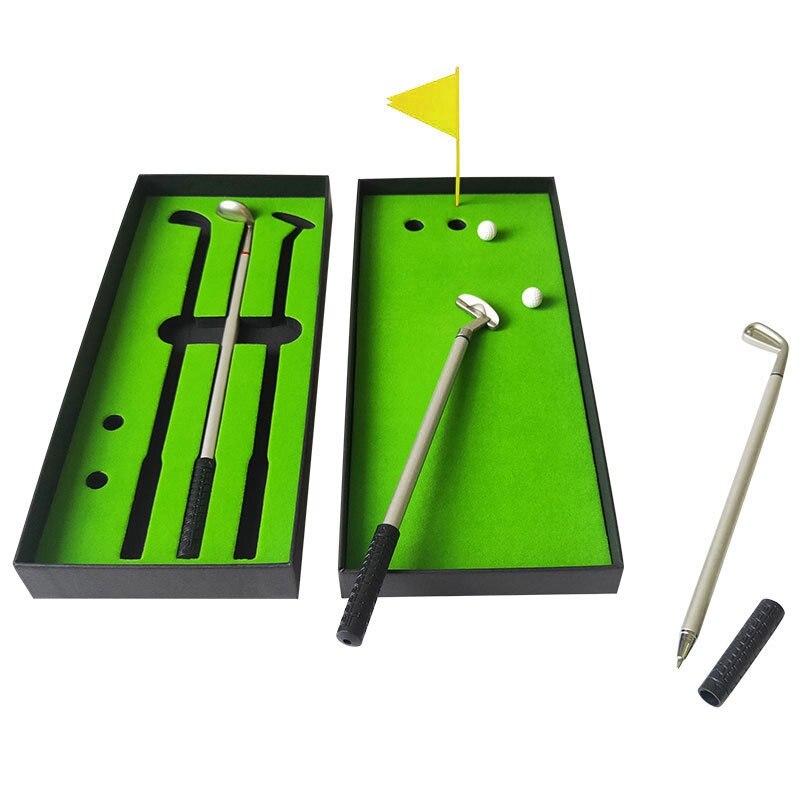 Creatieve Golf Doos Balpen Golf Toernooi Set Metalen Club Pen Mini Golf Putter Pen