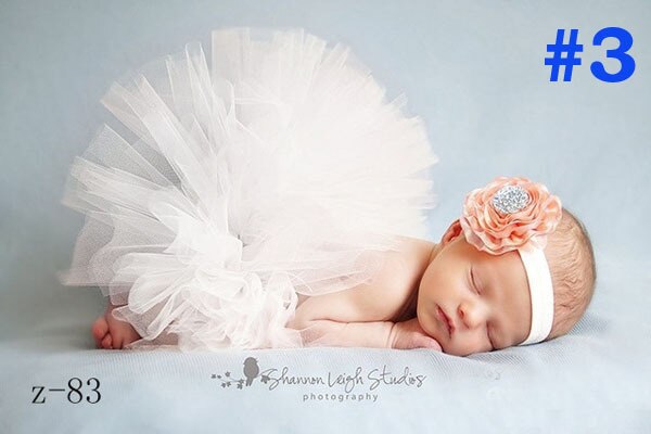 Couture Tutu Set With Flower Headband Newborn Photography Prop Costume Birthday Shower 1set TS008: White / 3M