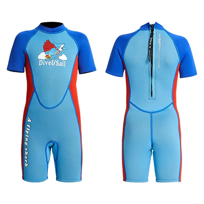 Combinaison de plongée et voile pour enfants, 2.5Mm, en néoprène thermique, pour plongée sous-marine, fermeture éclair avant, manches courtes,: XXL
