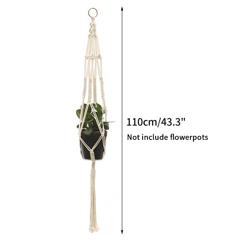 Maceta de algodón hecha a mano, Cestas colgantes de macramé, soporte de macetas de flores tejidas para colgar en la pared: S7