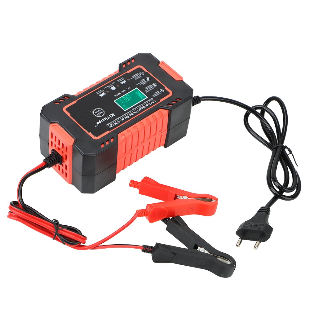 Wet Dry Lead Acid Battery Charger Full Automatic Digital LCD Display 12V 6A Car Battery Charger Agm Gel Wet Pulse Repair: Default Title