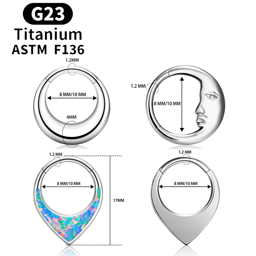 G23 espejo de titanio Luna gota de agua anillo de nariz tabique Piercing Clicker 16G segmento cartílago del trago Daith aro pendientes joyería