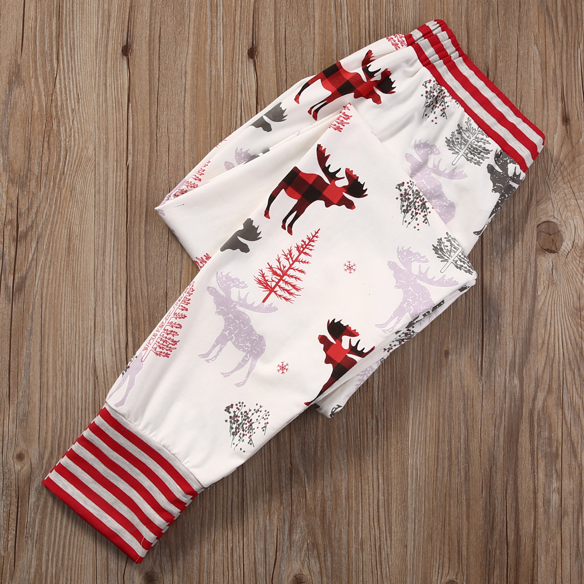 Pudcoco Christmas Pants Newborn Baby Boys Girls Casual Deer Bottom Kids Elastic Wasit Leggings Trousers 0-24M