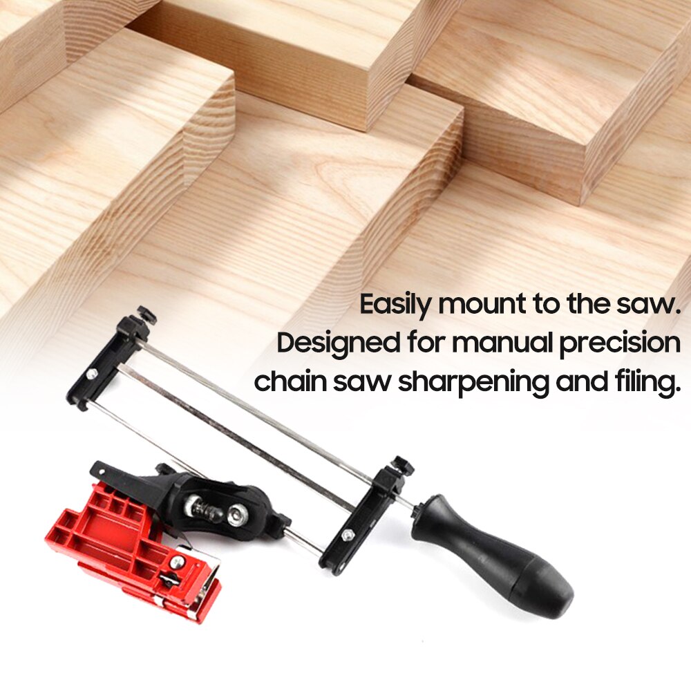Bar Mounted Chainsaw Sharpener File Kit Manual Filing Guide with Round File and Plastic Handle for Sharpening Chain Saw