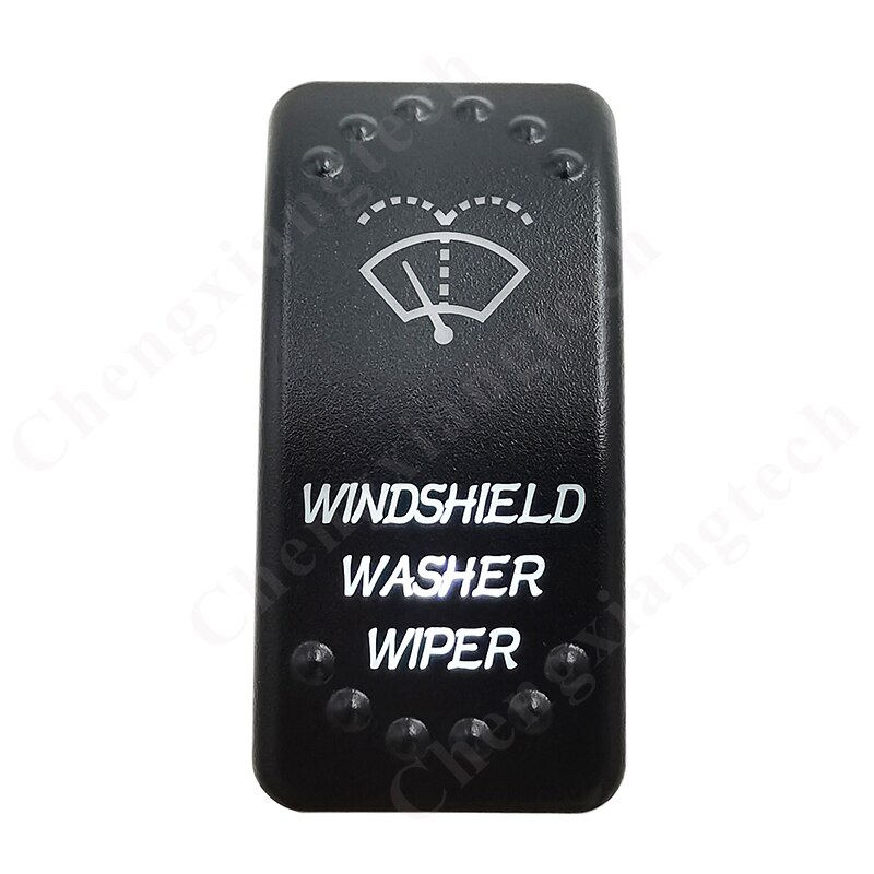 12V (On) Off On Rocker Switch Up Momentary -Windshield Washer Wiper- Waterproof IP68 White Led Light Automatick / Manual Switch