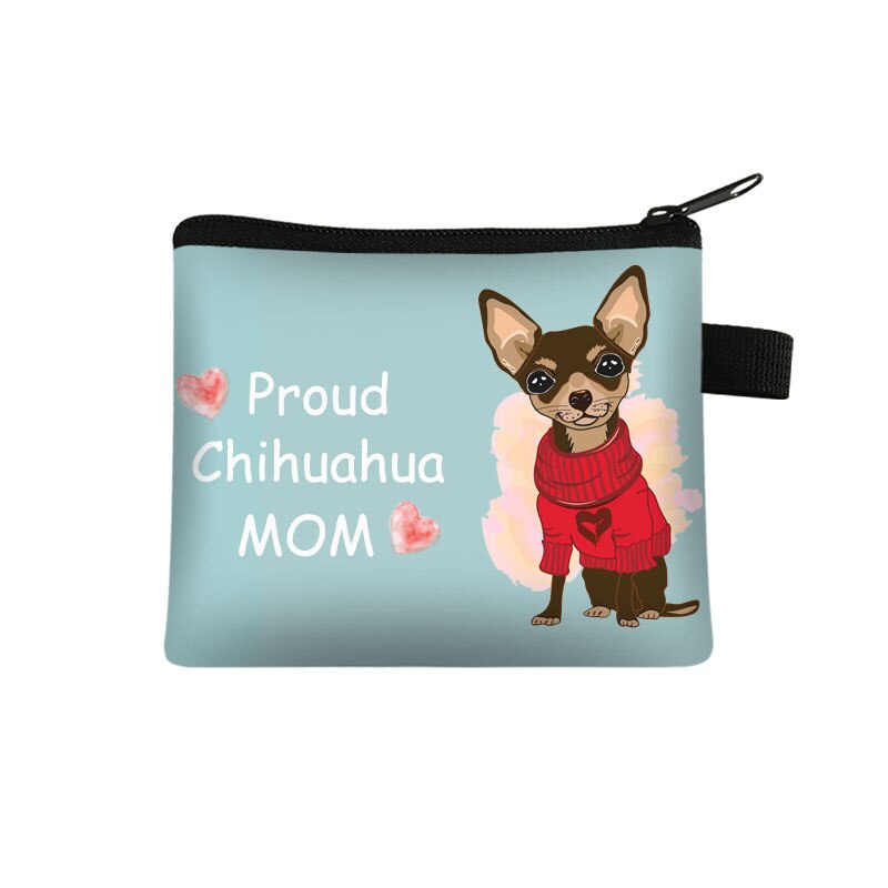 Cute Dog Chihuahua Mom Coin Purse Women Mini Wallet Lovely Dog Purses and Handbag Mini Lipstick Bags: lqbchihucw01