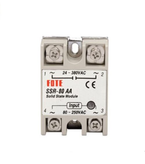 Ssr-60AA/80AA/100AA Ac Controle Ac Ssr Wit Shell Eenfase Solid State Relais: 80AA