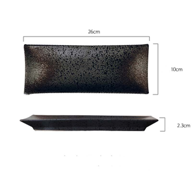 FANCITY Japanese-style rectangular ceramic plate cuisine sushi plate Flat fish plate Saury long plate dish: 5