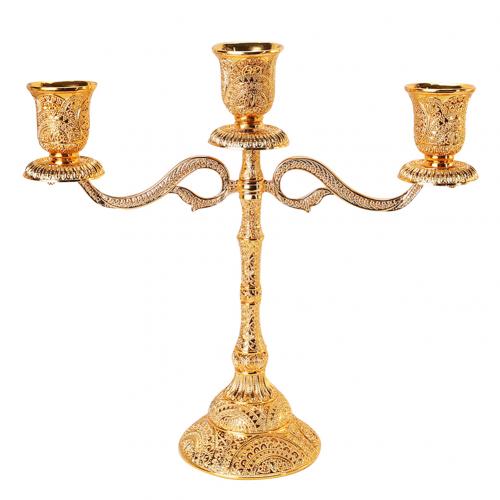 Portavelas de Metal Vintage de 1/3/5 brazos, portavelas dorados, mesa, centro de mesa, palos de vela, decoraciones de boda: 3 Arm Candle Holder