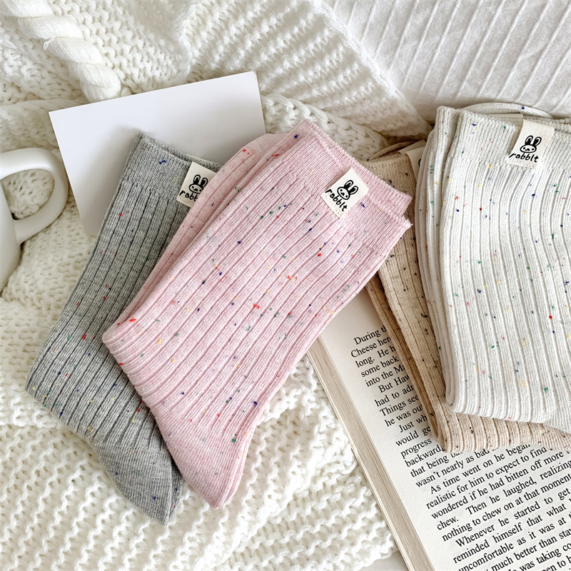 Calcetines de estilo coreano para mujer, medias informales, transpirables, con puntos, de dibujos animados, cálidos, cómodos y suaves, novedad
