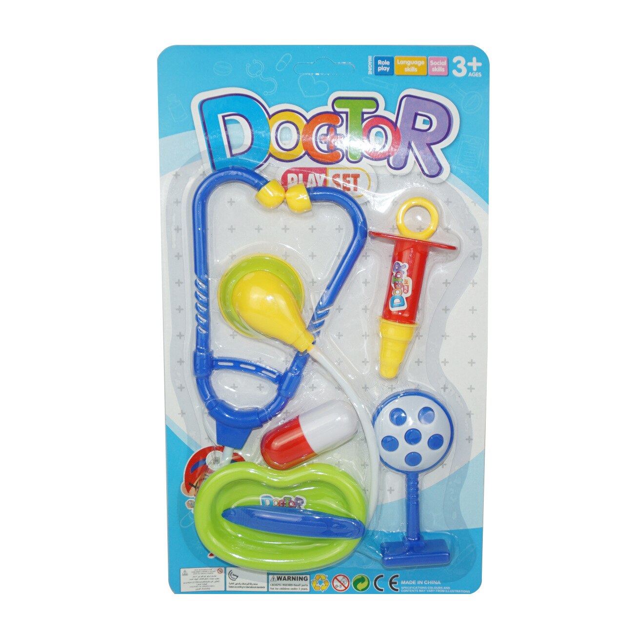 Børns lille læge legetøjssæt leg huslegetøj stetoskop sprøjte 6 stykke sæt blister