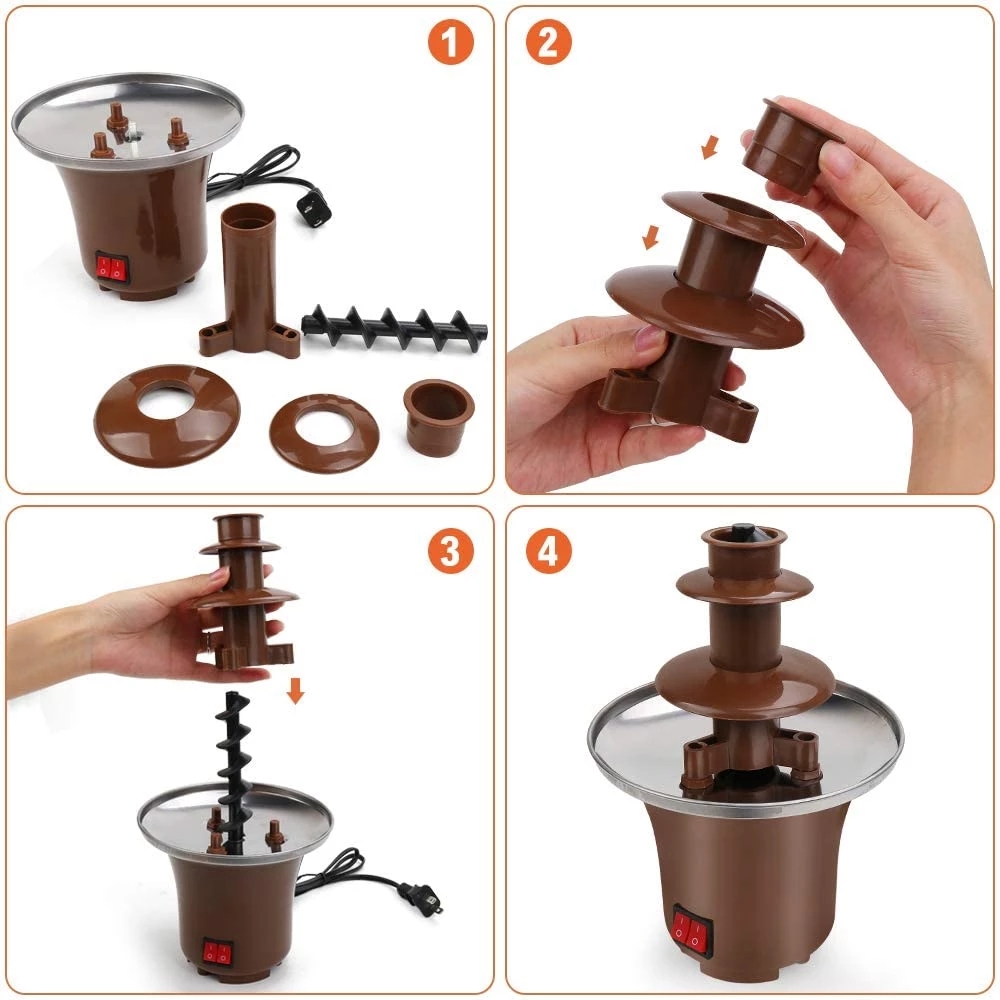 Family Party DIY Mini Chocolate Fountain Three Lay... – Grandado
