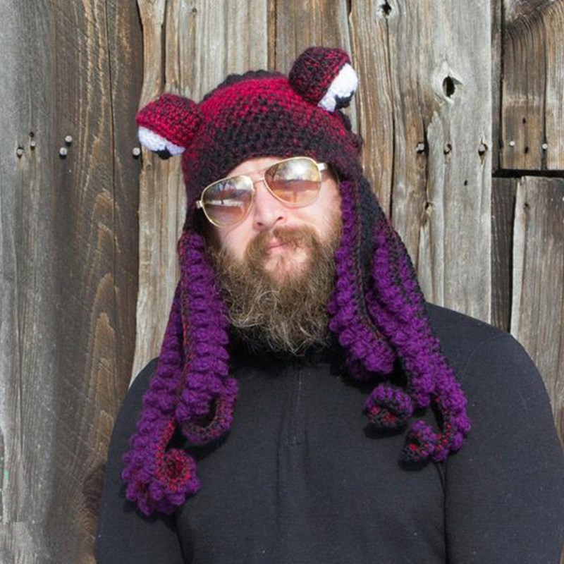 Crochet Octopus Hat, Squid Hat, Unisex Knitted Octopus Hat, Winter Warm Octopus Hat, Unique Soft Crochet Hats a Very Good Birthday Christmas Gft for Halloween Costume Cosplay, blue green, One size