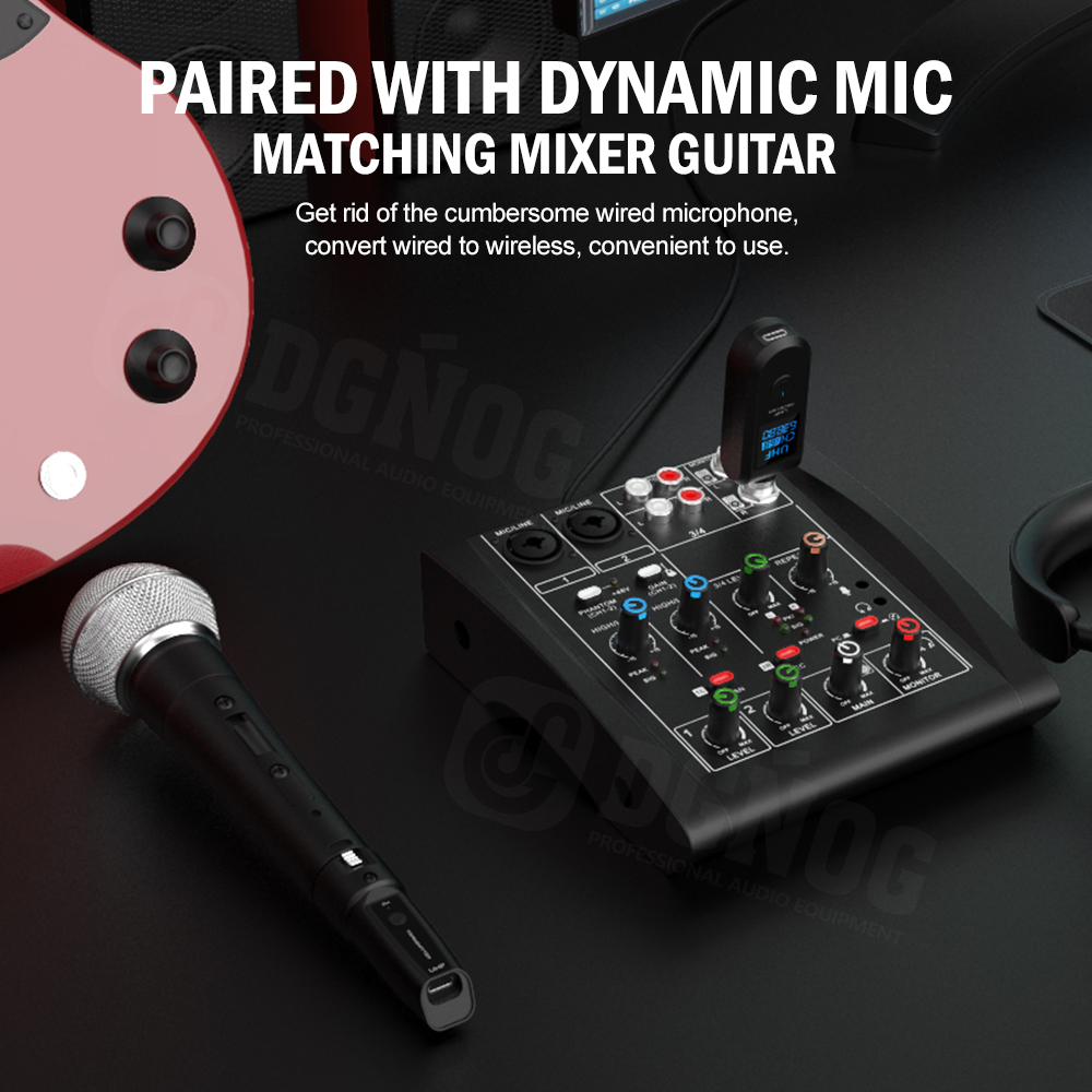 UHF XLR Adapter System Drahtloses Mikrofon Sender Empfänger System für dynamische Mikrofone Gitarre Audio Mixer PA System