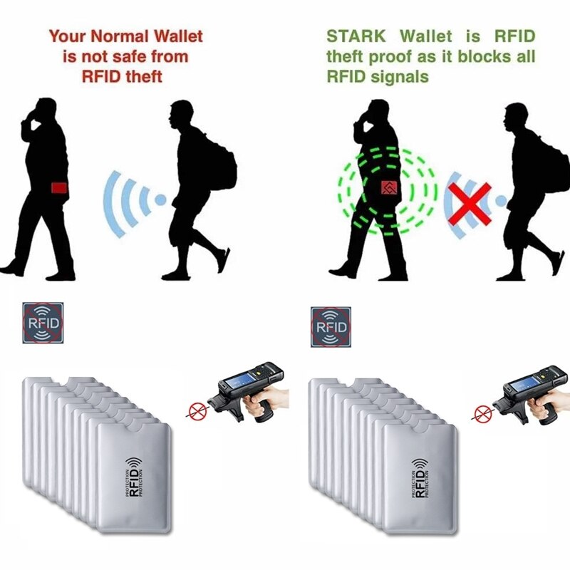 5 stk anti rfid kortholder tegnebog nfc blokerende læser lås id bankkortbeskyttelse metal kreditkortholder aluminium  f050
