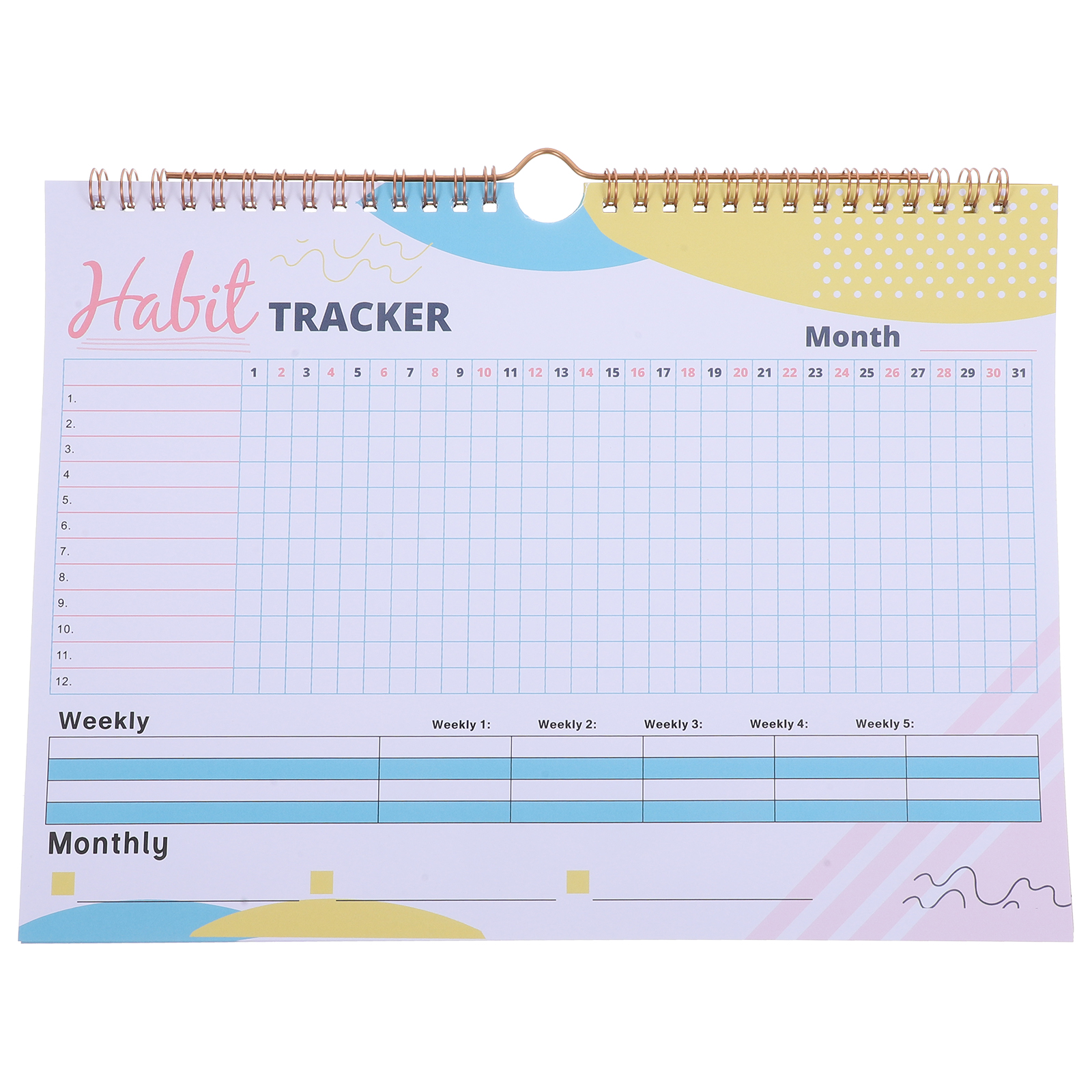 Simple Light Yellow White Planner Goal Tracker Desk Calendar Journal Habit Tracker No Date Paper Diary Workout Planner Goals