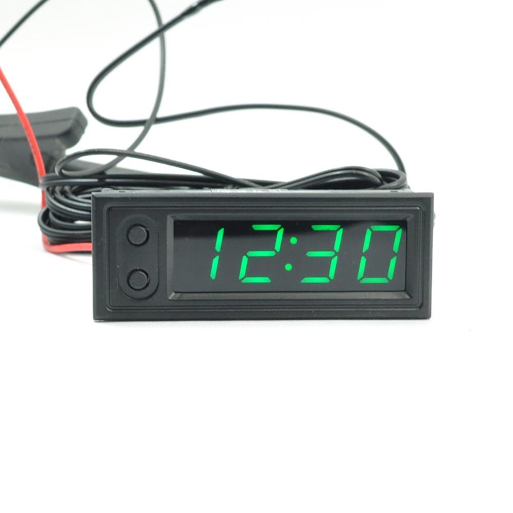12v ur med høj præcision inden i og uden for bilens temperatur batterispænding monitorpanelmåler multifunktion: Grøn