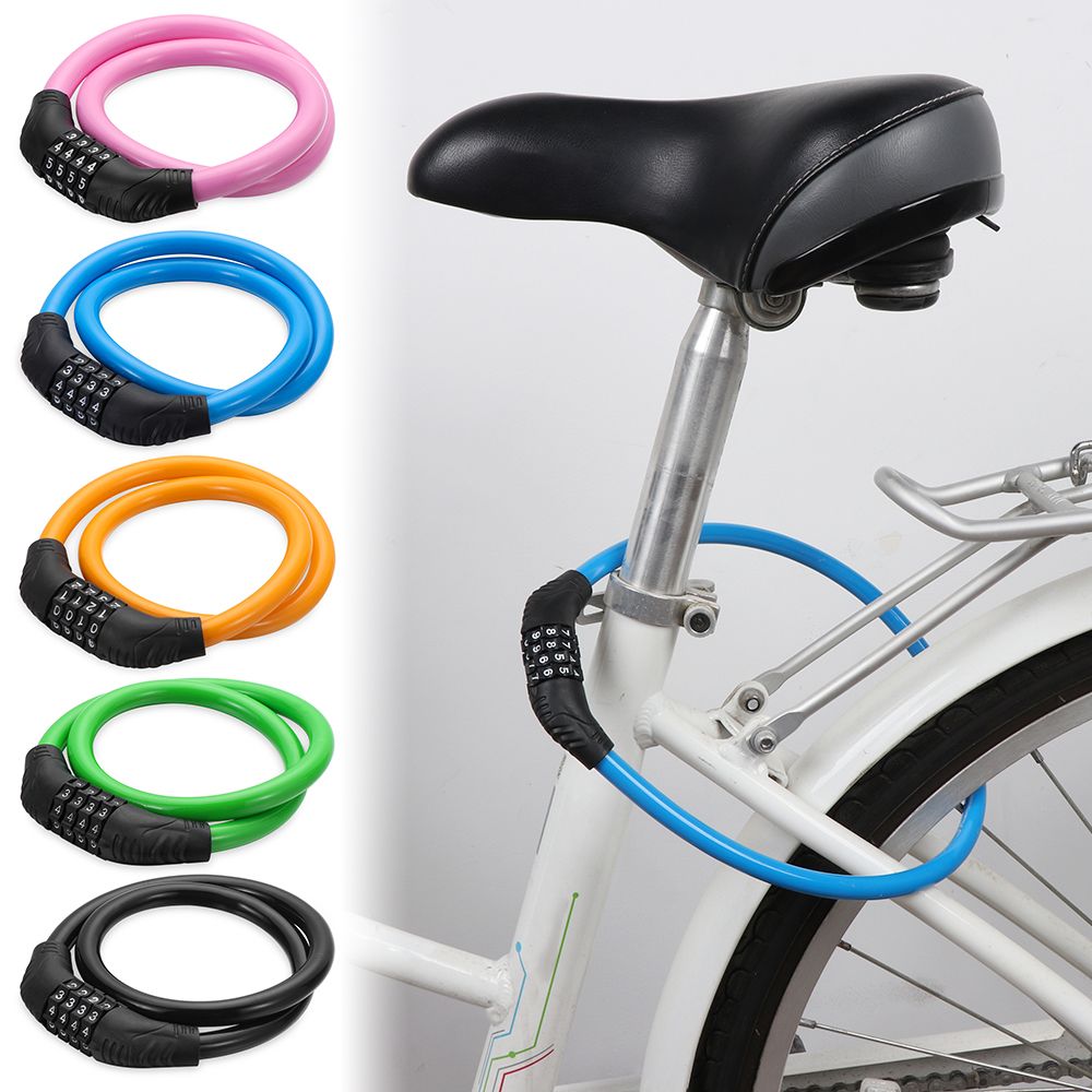 Bicycle Steel Cycle Security Cable Chain Bike Lock Padlock Combination Number 4 Digit Password