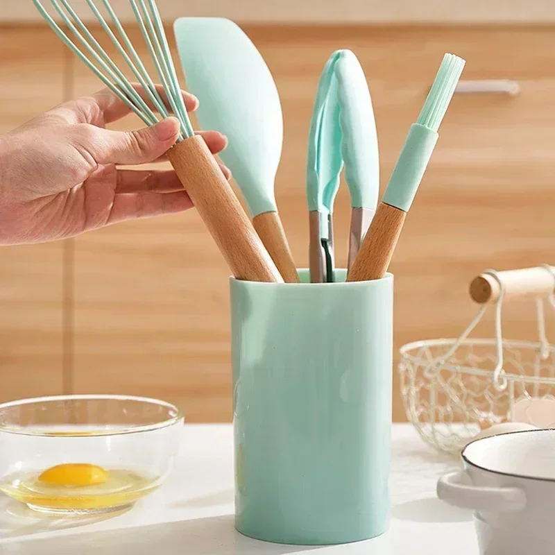 12 pezzi utensili da cucina in silicone per uso alimentare utensili da cucina spatola misurino pratico impostato di utensili da cucina