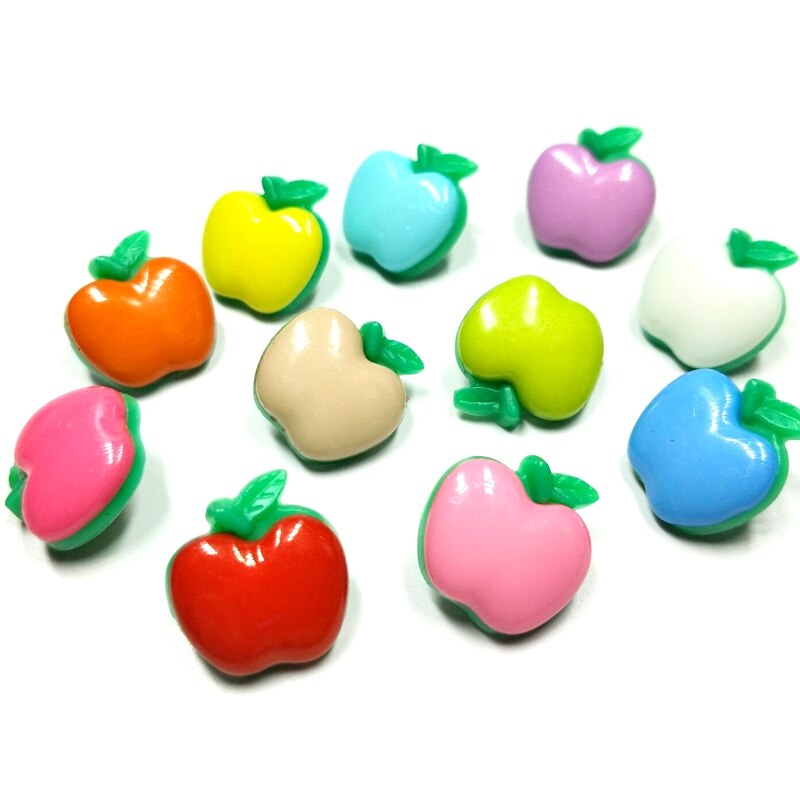 Hl 30Pcs 18Mm Gemengde Kleur Apple Shank Plastic Knoppen Kinderen Kleding Naaien Accessoires Diy Scrapbooking Ambachten