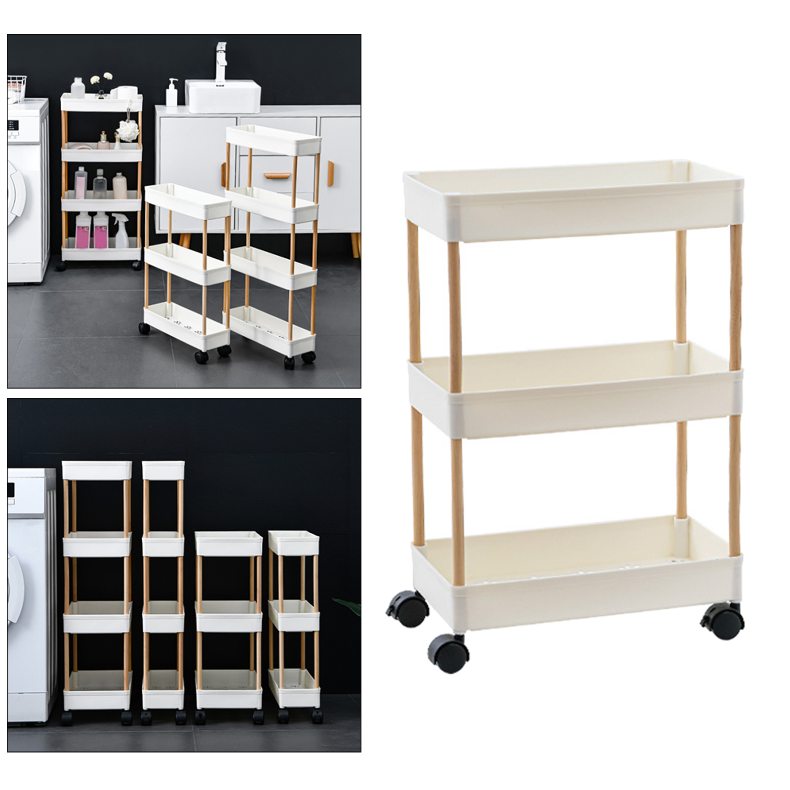 Multifunctional Storage Trolley Cart Space Saving Shelf Rack Organizer Tray Laundry Room Dining Room Kitchen: Wide 3Layer