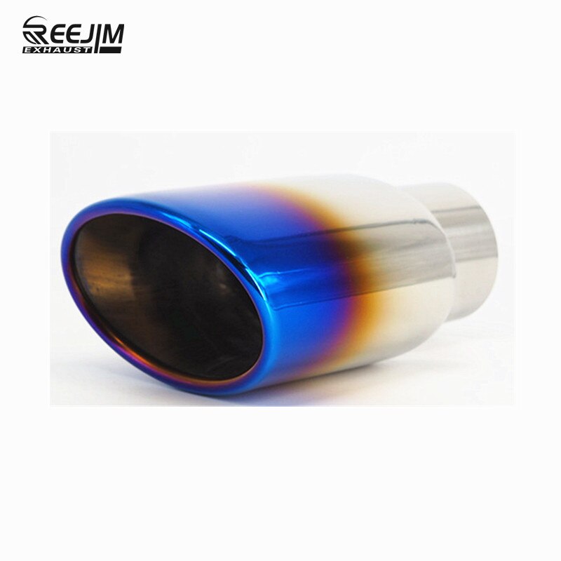 2.5'' inlet Oval Blue Burnt Slanted Stainless Steel Universal car muffler tip car exhaust tip car-stying