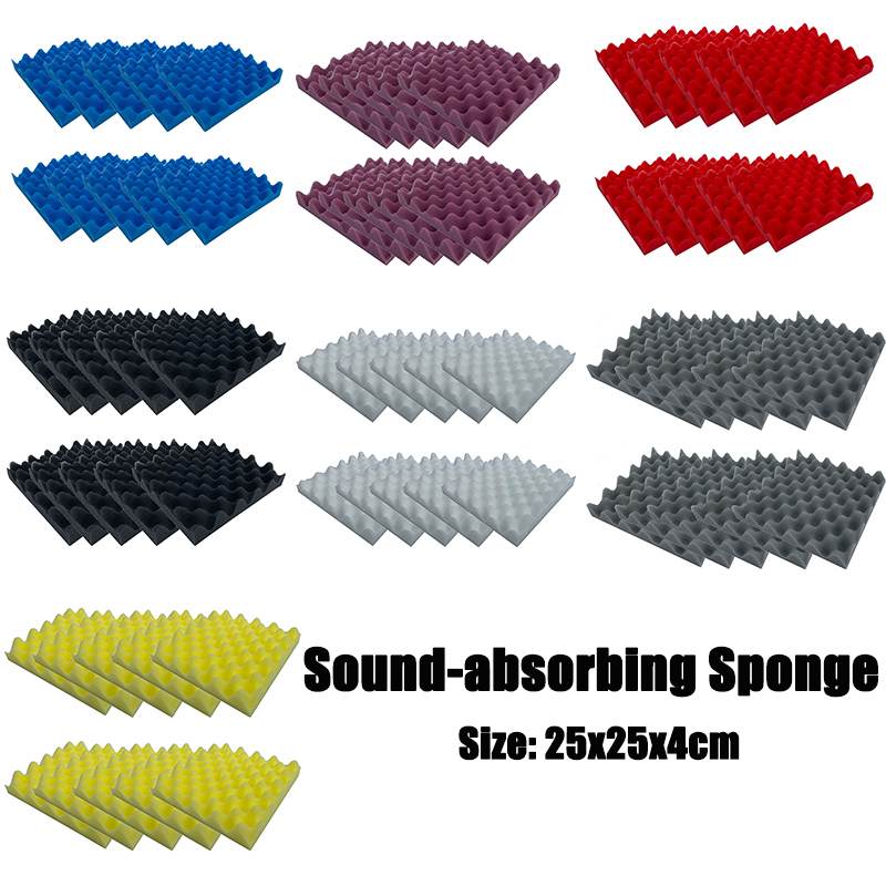 10pcs/set 25x25x4cm Sound-absorbing Sponge Soundproof Sponge Noise Insulation Foam Piano Drum Shed Room Classroom Wall Muffler