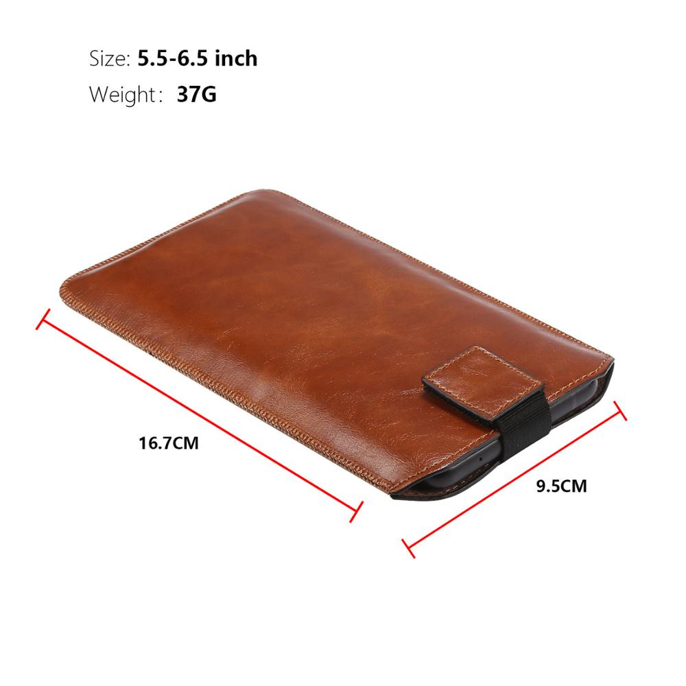 Fulaikate Verbeterde Mannen Zacht Lederen Holster Voor IPhone12 Pro Max Eenvoudige Zakelijke Mobiele Telefoon Zak Draagbare Huid Clutch Pouch: Brown 5.5-6.5 in