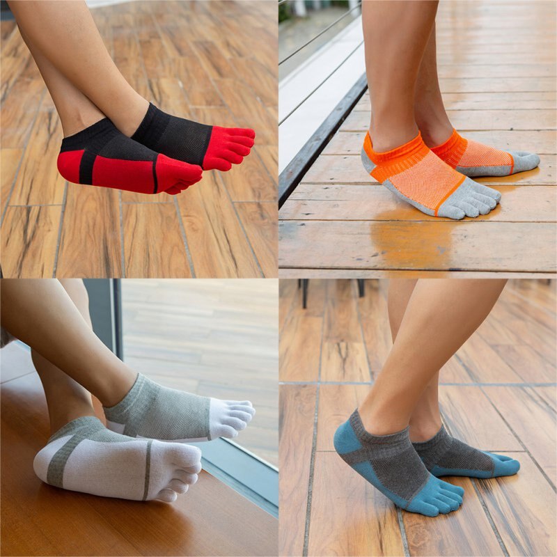 1 paar sportsokken heren dames comfortabele dunne vijfvingerige sokken sectie korte splits mesh stiksels kleur katoenen sokken