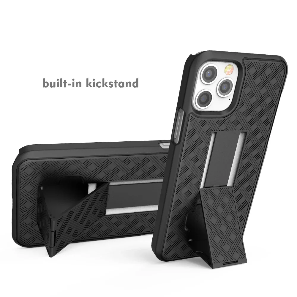 2 w 1 Shell Holster Combo Case Kickstand Waist Belt Clip Phone Cover dla iPhone 16 14 13 12 Pro Mini 11 Pro Max X XS 7 8 15 PLUS