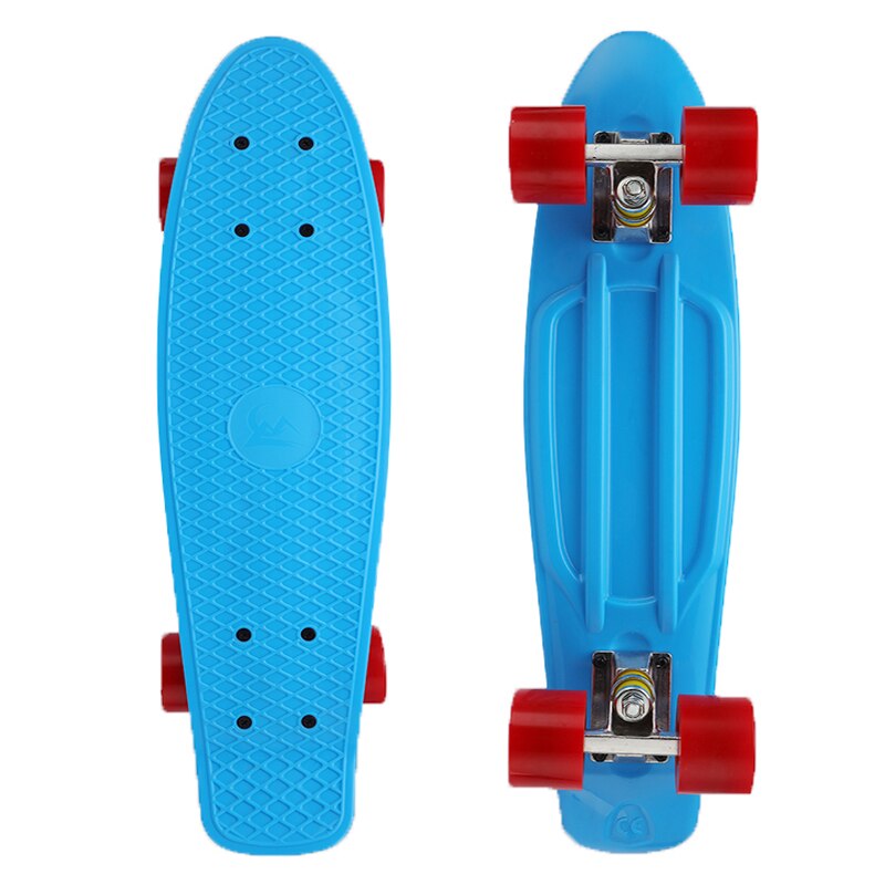 22 tommer skate board loading 100kg single-warp firehjulet skateboard bananbræt udendørs sport til pige dreng: Blå