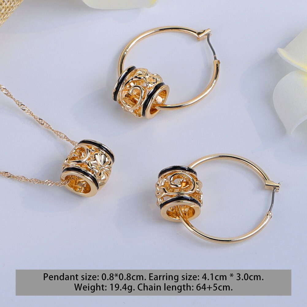 Mode-sieraden Sets Hawaiian Goud Vrouwen Parel Ketting Hoepel Earing Oorbellen Set Ketting Sets Voor Vrouwen Bruiloft Accessoires: ZH0490GOBL