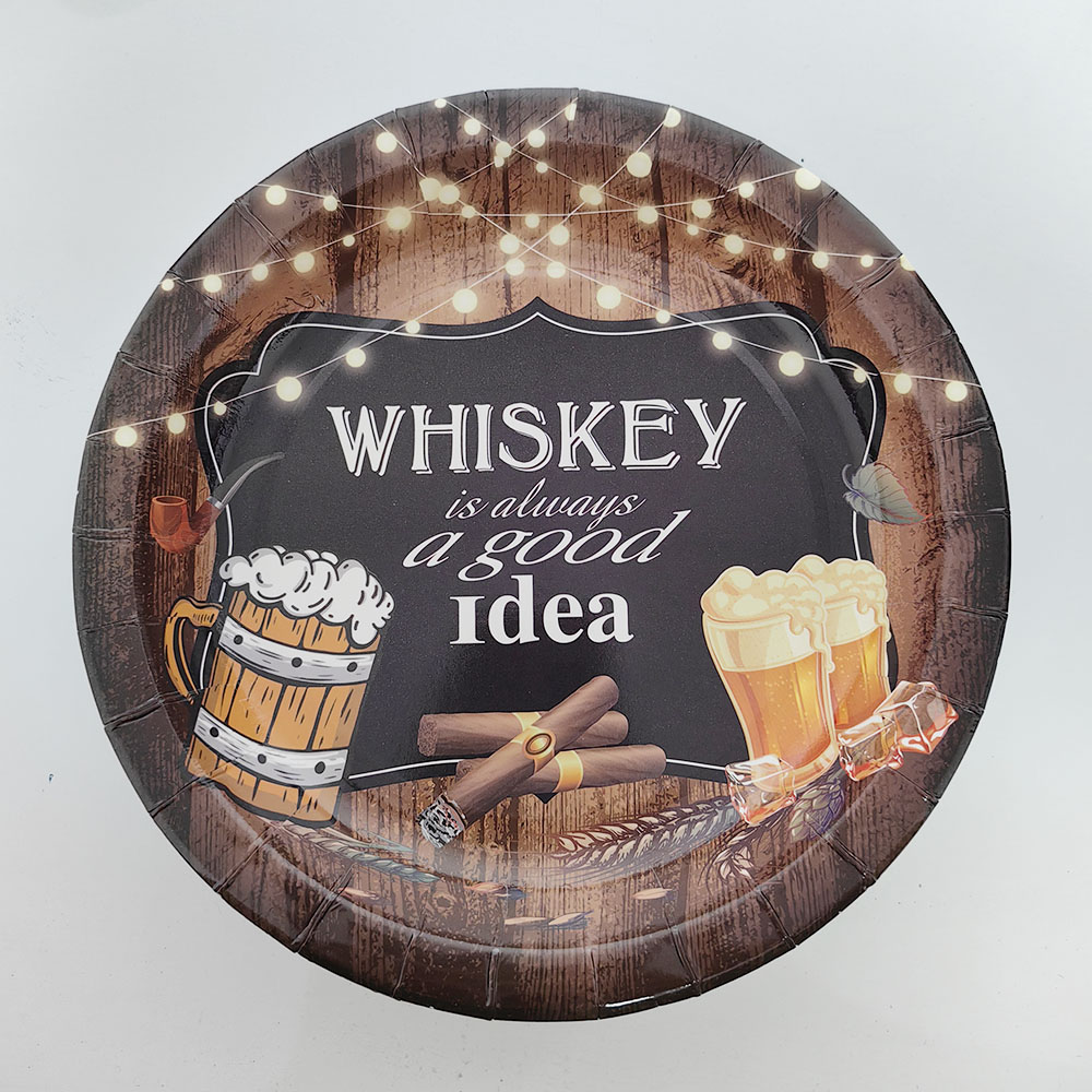 Whiskey Themed Party Tableware Whiskey Spiral Pendant Whiskey Aluminum Foil Ball Birthday Party Decorations Adult Party Supplies