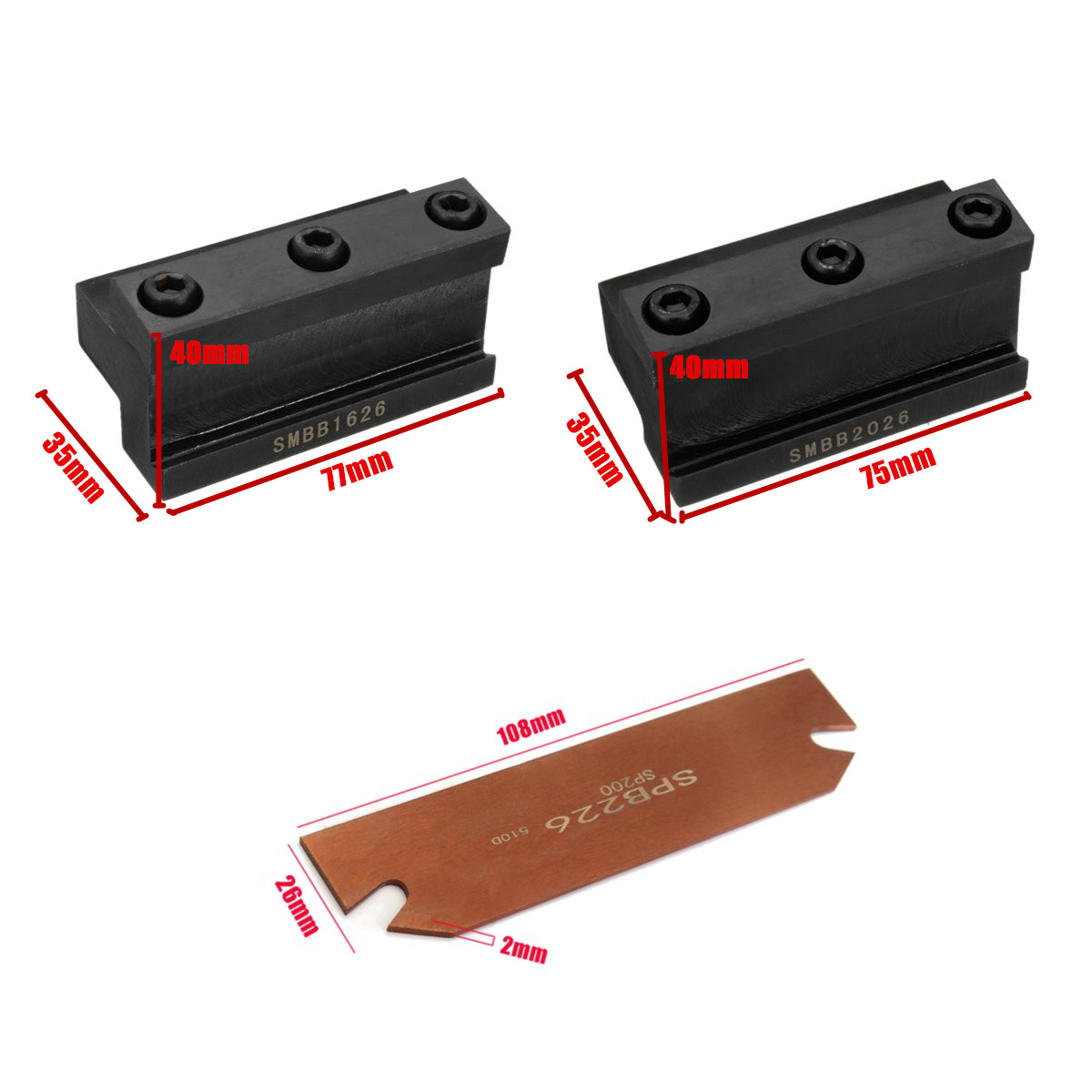 SMBB1626/SMBB2026 Cutting Blade Holder+Cut-Off Cutter Blade Inserts For GTN-2