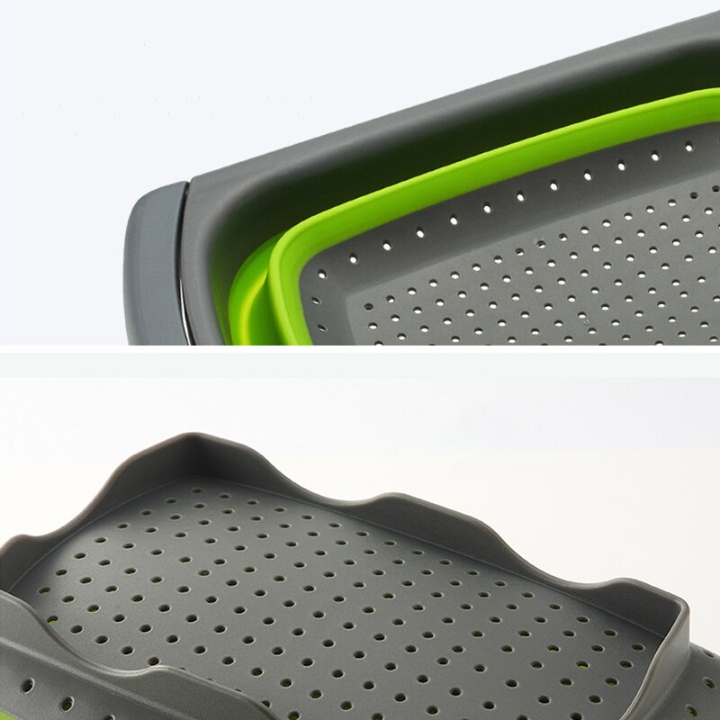Sac de rangement de cuisine en Silicone | Panier de vidange carré passoire repliable, panier de fruits et légumes filtre pliable