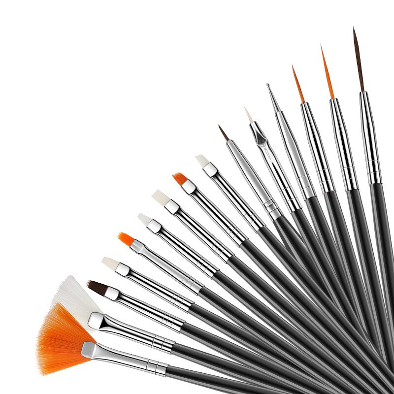 15 stuks nagelkwasten stippen schilderen tekenen waaier lijn bouwer nagellak gel uv tips decoratie manicure nagelkunst kwast gereedschap