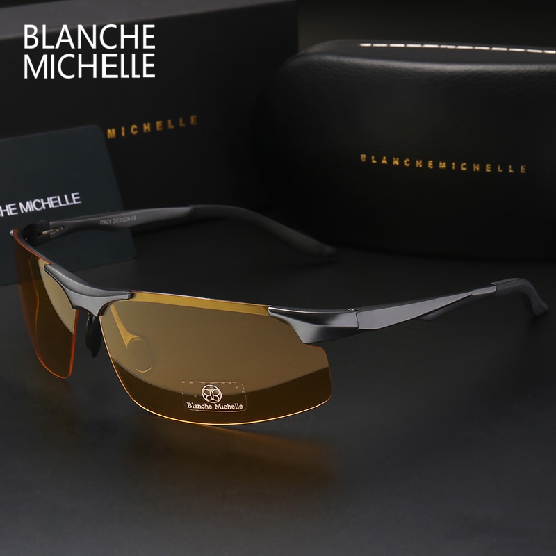 Aluminium Magnesium Mannen Zonnebril Gepolariseerde Sport Driving Night Vision Goggles Sunglass Vissen UV400 Randloze Zonnebril sunglasses men sun glasses man sunglass
