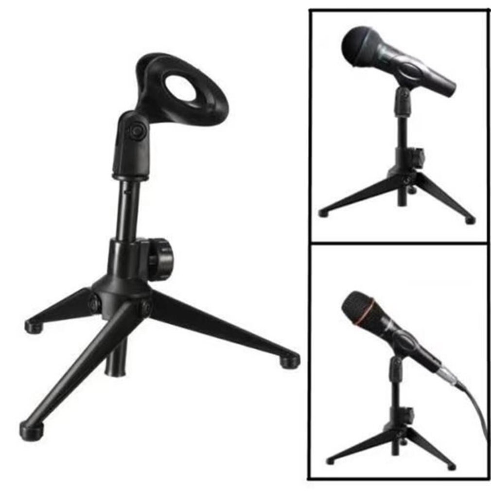 1Pcs Portable Metal Microphone Stand Desktop Tripod Stand Wired Wireless Microphone Stand Desktop