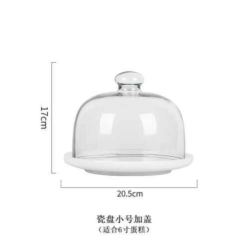 Creatieve Keramiek Cake Pan Glas Cover Dessert Display Lade Cake Decorating Gereedschap Cake Stand Set Kitchen Aid Accessoires: K