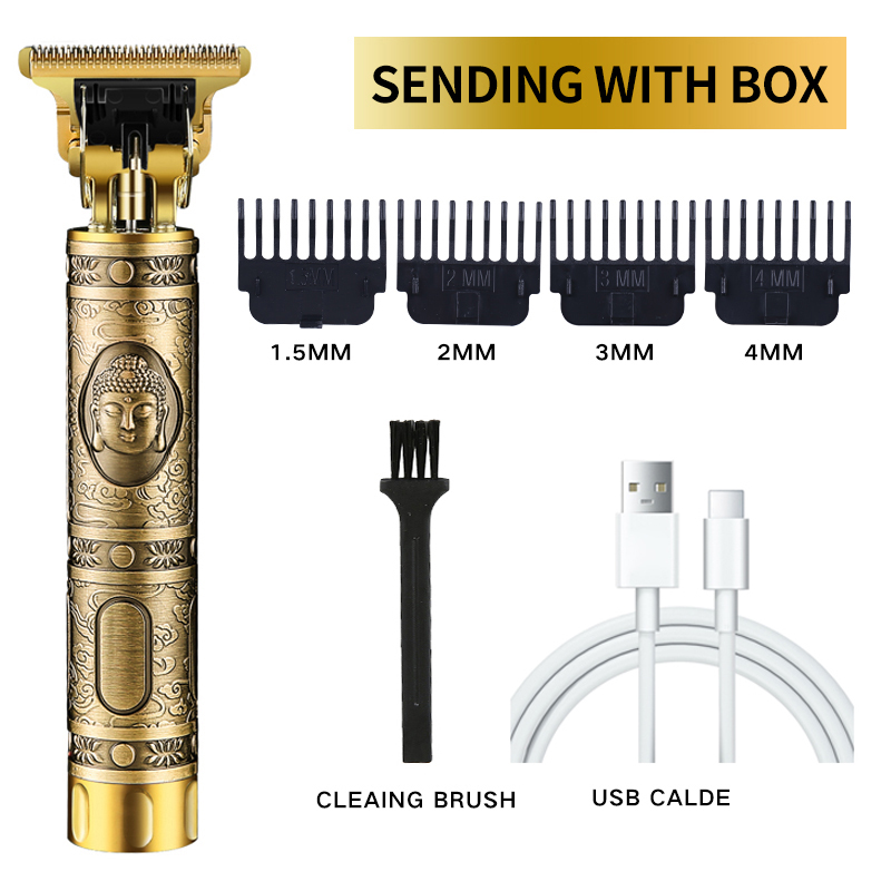 2022 hårtrimmer buddha shaver usb genopladelig hårbarberklipper ledningsfri skæremaskine barbering trådløs elektrisk barbermaskine mænd: Buddha hoved med æske